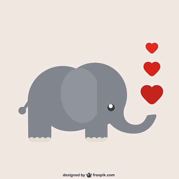 illustrated elephant with hearts