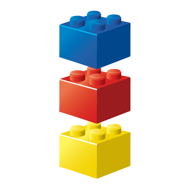 stack of blue, red, and yellow lego bricks