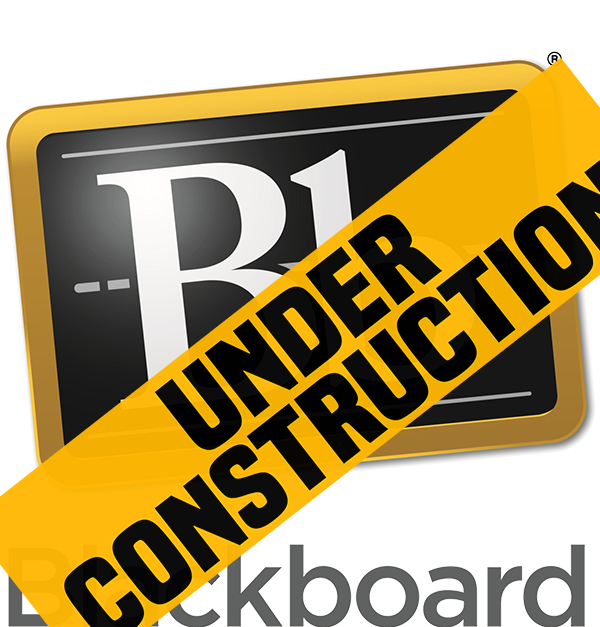 Blackbaord with under construction tape over it