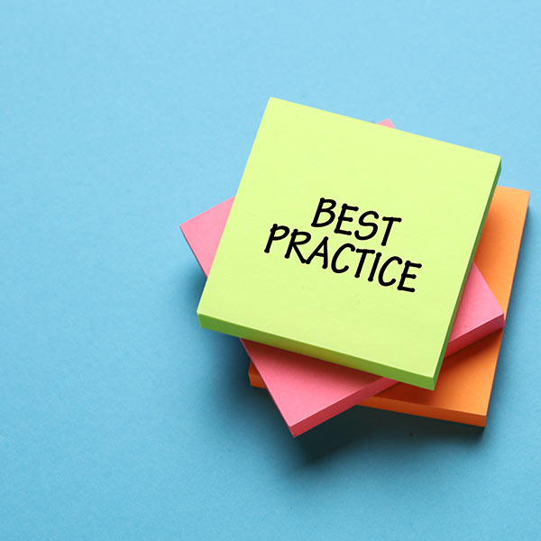 best practices written on post it notes