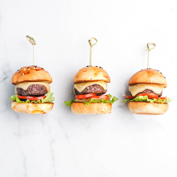 three hamburger sliders