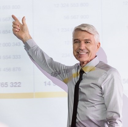 Smiling Senior Lecturer Coaching Business Team