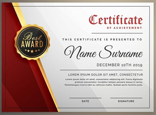beautiful certificate template design with best award symbol