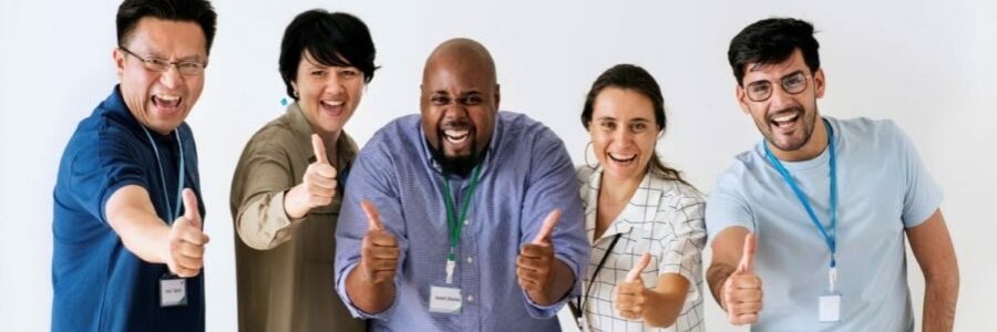 Co-workers giving great feedback