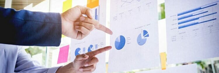 Businessman making presentation with his colleagues and business
