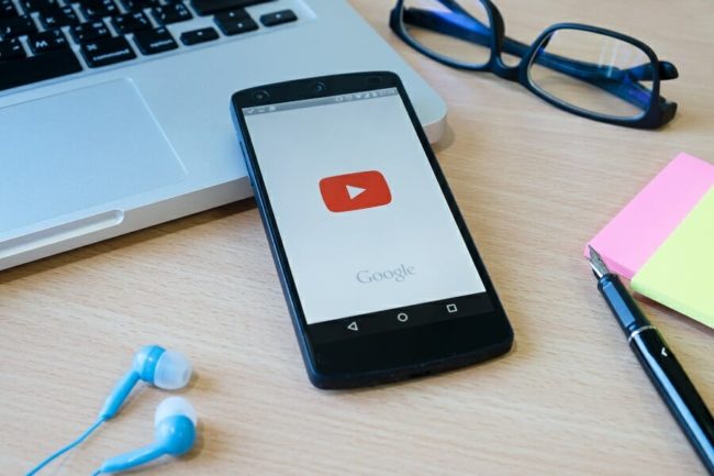 Youtube application opened on a smartphone