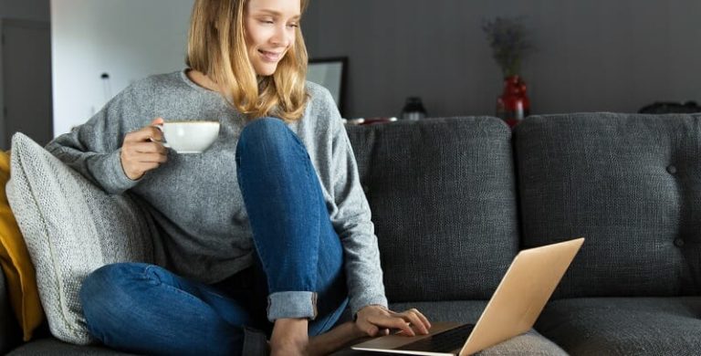 Positive girl enjoying weekend at home