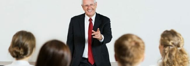 Senior Speaker Communicating with Audience Senior Speaker Communicating with Audience