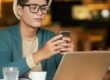 Young man checking phone messages