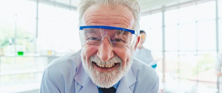 Portrait Science men working with chemicals in lab