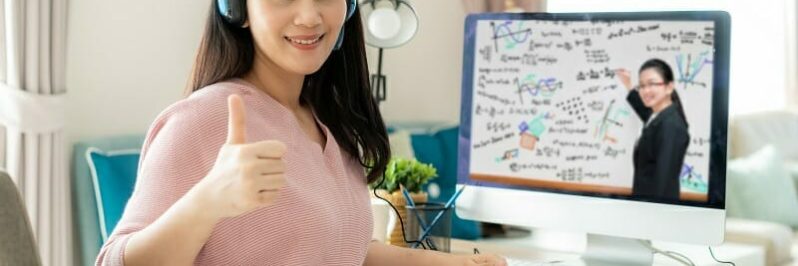 Asian woman student video conference e-learning with teacher on